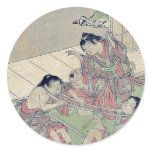 Neck tug of war by Kitao, Shigemasa Ukiyoe Round Sticker