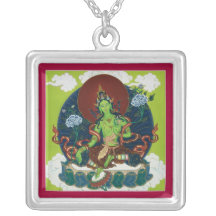 NECKLACE Green Tara silver with pendant