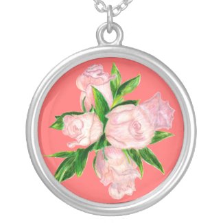 Necklace, Pink Hybrid Tea Roses necklace