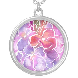 Necklace, Pink, Mauve, Blue Wallflowers