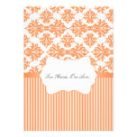 Nectarine and White Damask Wedding Invitation