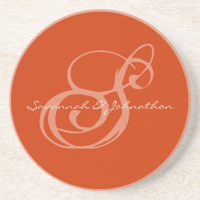Nectarine Monogram Wedding Anniversary Coasters