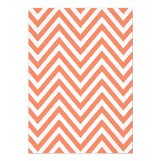 Nectarine Orange Chevron Stripes Wedding Invite