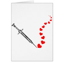 Needle Hearts (black) Card
