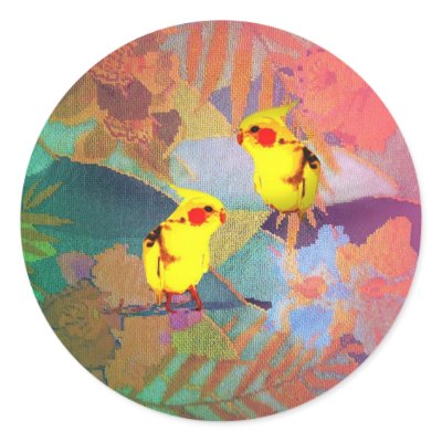 Needlepoint Bird-lovers Round Stickers by eyecontact