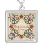 Needlework Queen Square Necklace Needlework Queen Square Necklace