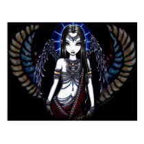 nefertari, angelic, egyptian, goddess, postcard, myka jelina, gothic angel, dark, angels, fantasy, Postcard with custom graphic design