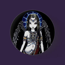 "Nefertari" Egyptian Angel Bastet Pinkback Button buttons