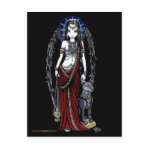 nefertari, egyptian, bastet, goddess, angel, gothic, faery, faerie, fae, fairy, fairies, cat, statue, guardian, creatures, races, Postcard with custom graphic design