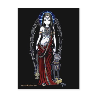 Nefertari Egyptian Bastet Goddess Angel Postcard by mykajelina