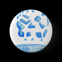 Negative Skull Sketch In Blue buttons