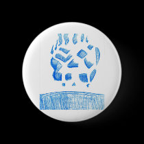 Negative Skull Sketch In Blue buttons