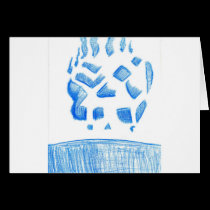 Negative Skull Sketch In Blue cards