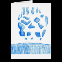 Negative Skull Sketch In Blue cards