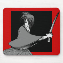 Negro del SAMURAI 01a Alfombrillas De Ratón