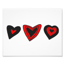 Negro rojo dibujado mano de los corazones del Dood Foto