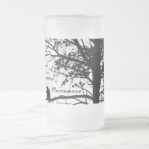 Negro y blanco Raven nunca más el árbol de la silu Taza De Café