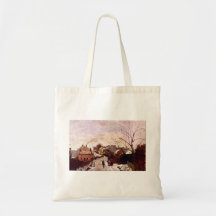 Neige a Lower Norwood by Camille Pissarro Canvas Bags
