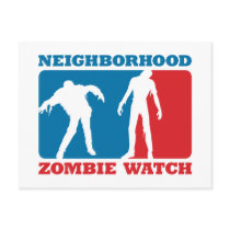 Neighborhood Zombie Watch - Red and Blue postcards by visualnewbie Neighborhood Zombie Watch - Red and Blue postcards