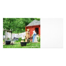 Neighbors Gossiping on Washday Personalized Photo Card