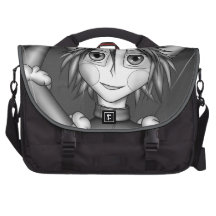 Neko Hanging By A Thread Grayscale Laptop Bag