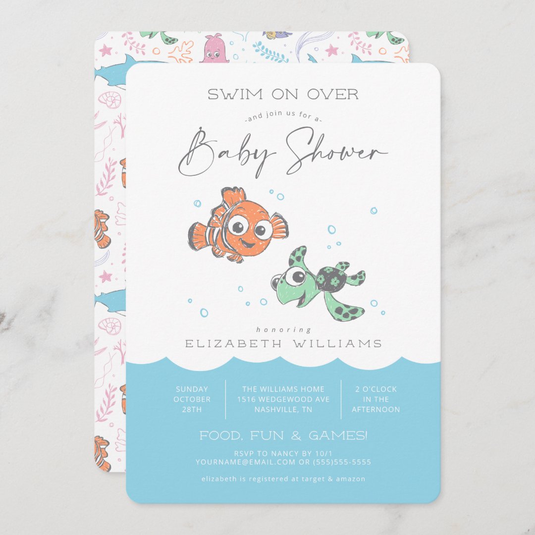 Nemo Squirt Baby Shower Invitation Zazzle