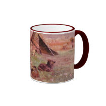 Neolithic Homestead Antique Print mugs