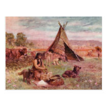 Neolithic Homestead Antique Print postcards