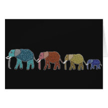 Neon African Elephant Walk Card