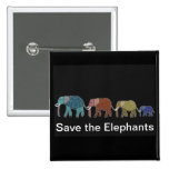 Neon African Elephant Walk Pinback Buttons