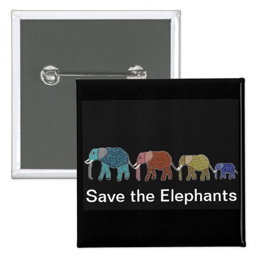Neon African Elephant Walk Pinback Buttons