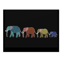 Neon African Elephant Walk Post Cards