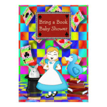 Neon Alice & Dodo Bring a Book Baby Shower Custom Invitations
