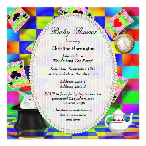 Neon Alice & Flamingo Jam Tart Heart Baby Shower Invitation