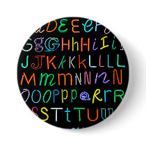 Neon Alphabet Pinback Button