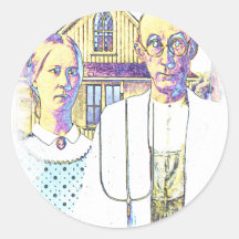 Neon American Gothic With a Twist Sticker