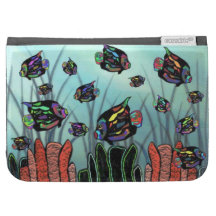 Neon Angelfish Coral Reef Kindle Case