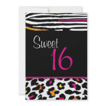 Neon Animal Print Sweet 16 Invitation