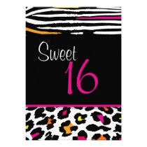 Neon Animal Print Sweet 16 Invitation invitations