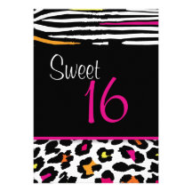 Neon Animal Print Sweet 16 Invitation
