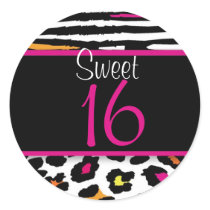 Neon Animal Print Sweet 16 Matching Sticker stickers