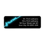 Neon Aqua Blue & Black Return Address Labels
