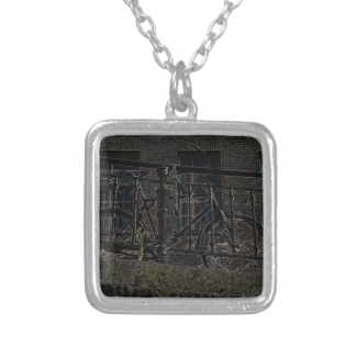 Neon Bicycle Against Railing