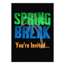 Neon/Black Spring Break Party Invitation