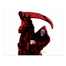 Neon Blood Grim Reaper Horseman Series by Valpyra Post Cards