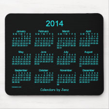 Neon Blue 2014 Calendar Mouse Pad