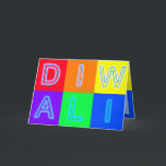 Neon Blue Diwali Card