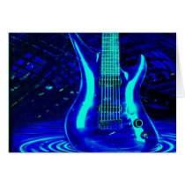 Neon blue guitar card