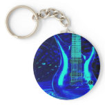 Neon blue guitar key chains