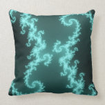 Neon Blue Hypnotic Fractal  Swirls Pillow